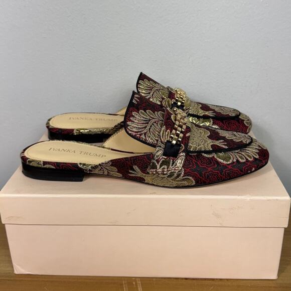 Ivanka Trump Warda Brocade Mules in Red Fabric Multi Women's Size 7.5 - Picture 5 of 11